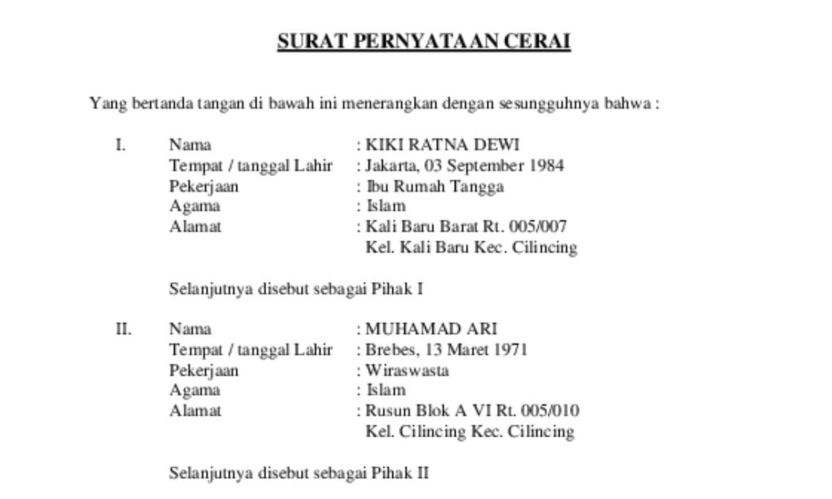 Cara membuat surat cerai sendiri